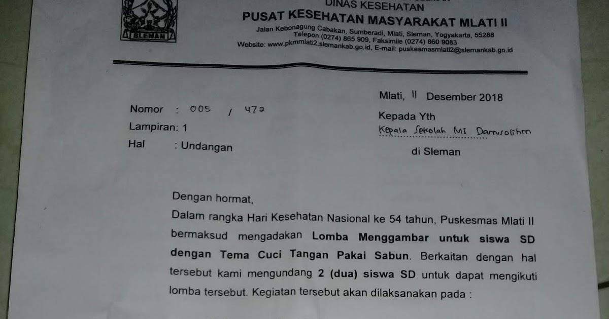 Contoh Surat Undangan Lomba Mewarnai Paud - Sample Surat