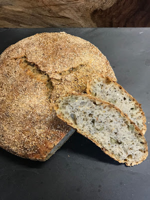 Five Seed, No Knead Bread, pumpkin, sunflower, flax, sesame, poppy