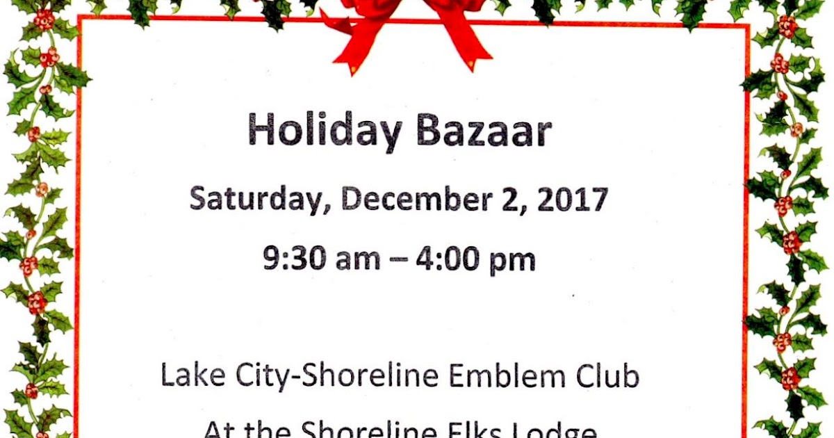 Shoreline Area News Emblem Club holiday bazaar Dec 2 in Shoreline
