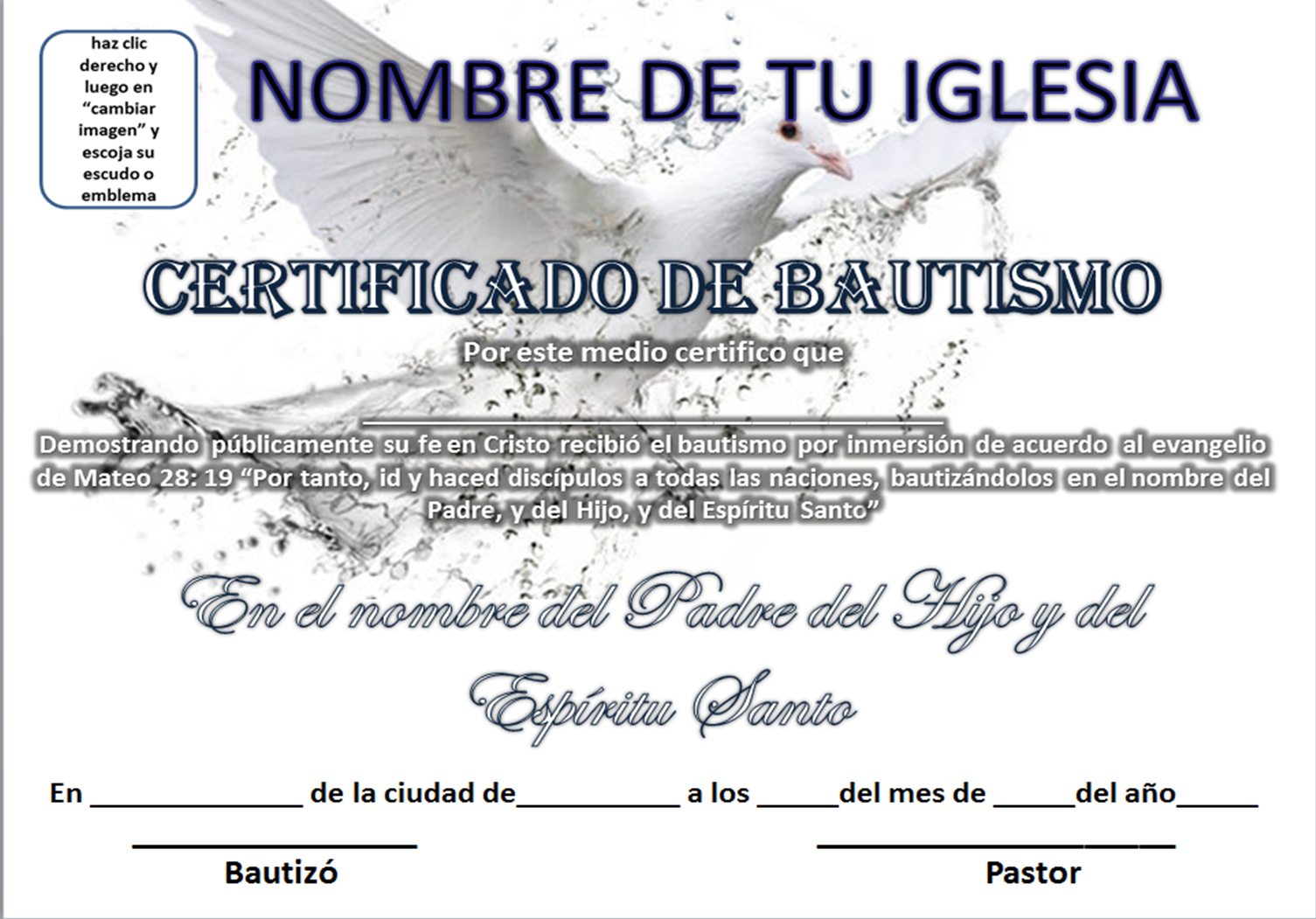 certificado de bautismo