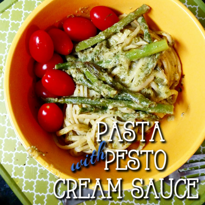 herding cats & burning soup: Tasty Delights-- Pasta w/ Pesto Cream Sauce