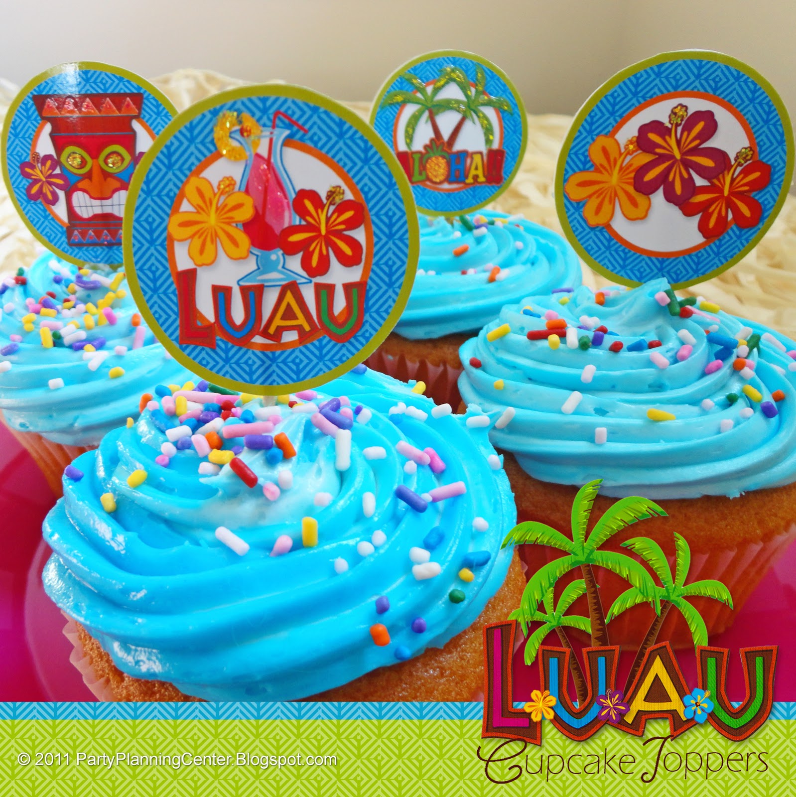 Party Planning Free Printable Hawaiian Luau Cupcake Toppers