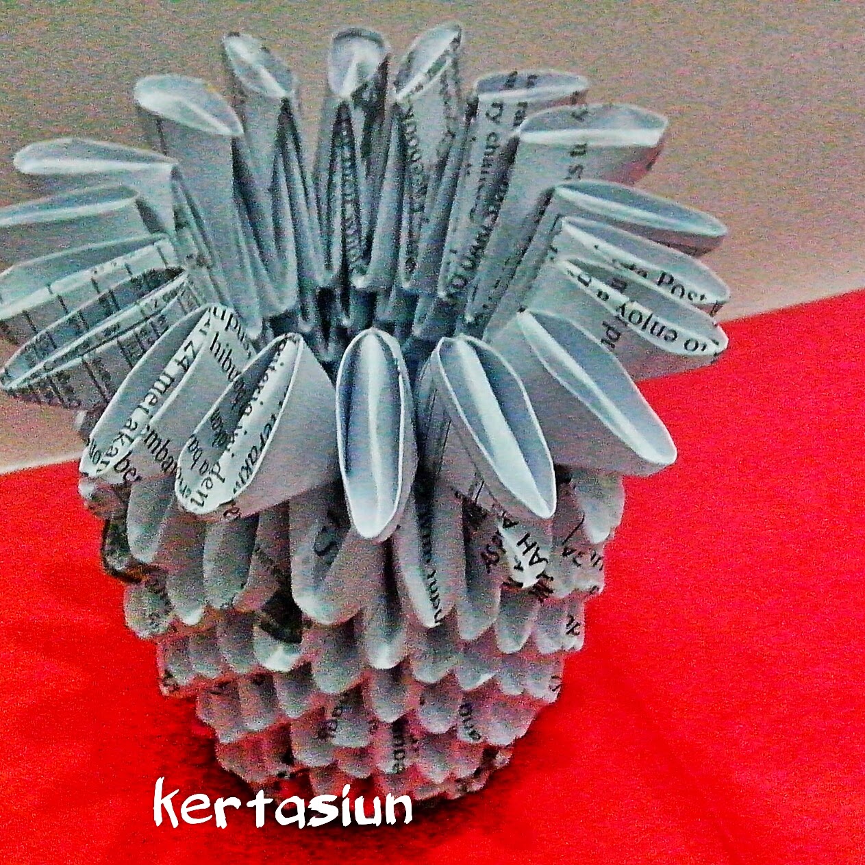 tutorial membuat  origami  vas  bunga 