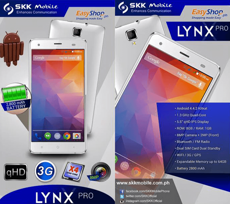 SKK LYNX PRO REVEALED! 5.5 INCH, QUAD CORE, 2800 MAH FOR 3,599 PESOS!