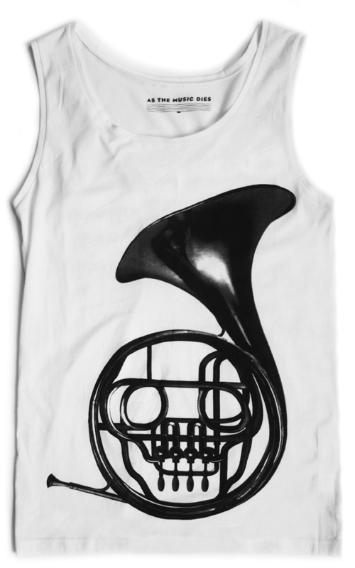 As the Music Dies, French horn white tank top