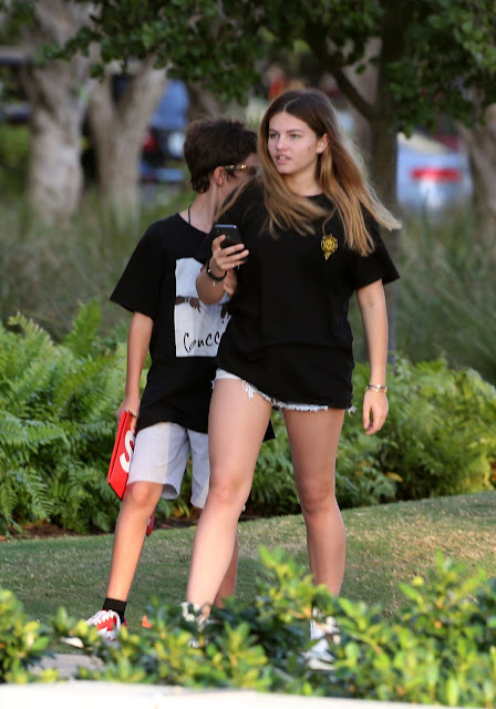 Thylane Blondeau Sexy Photos in Black T-Shirt and Jean Shorts in Miami