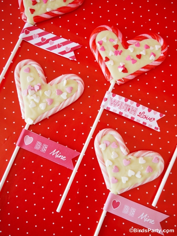Valentine's Heart Lollipops using Candy Canes - Party Ideas | Party