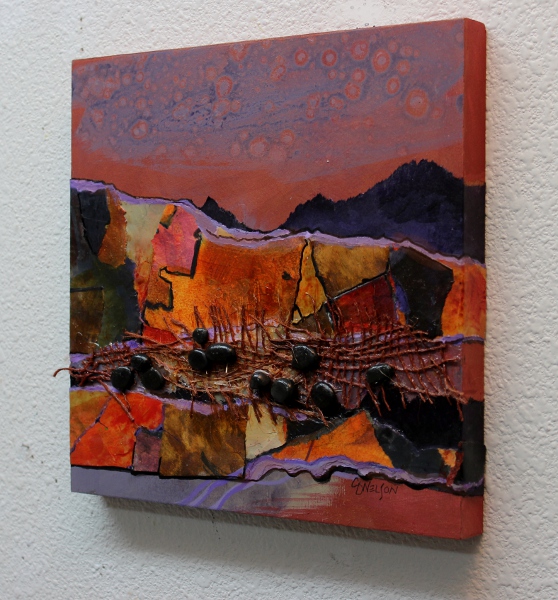 Southwest Art Mixed Media Southwest Abstract Landscape, "Tucson Vibe