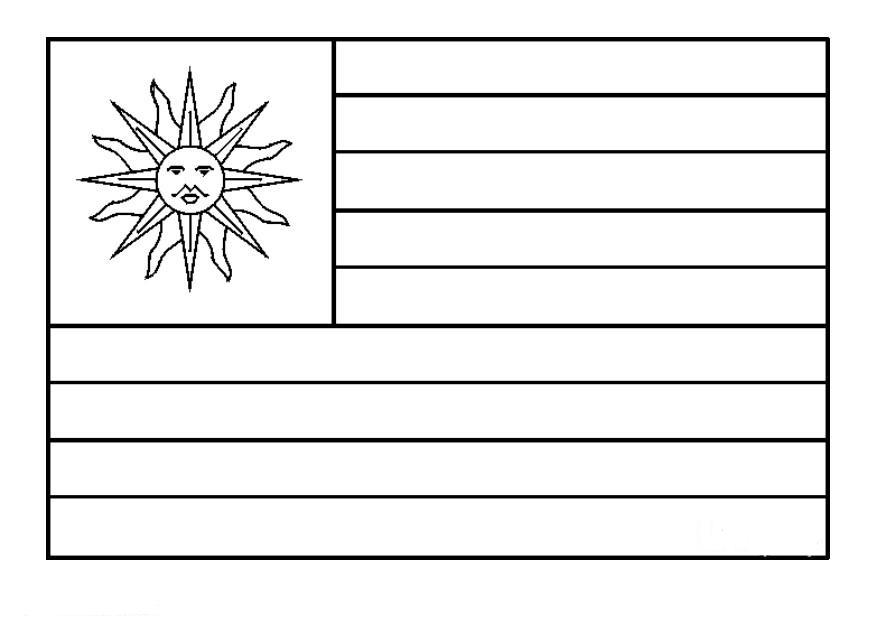LAMINAS PARA COLOREAR - COLORING PAGES: Mapa y Bandera de Uruguay para