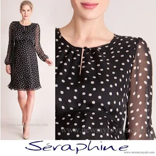 Princess Victoria wore Seraphine Black & White Polka Dot Silk Maternity Dress