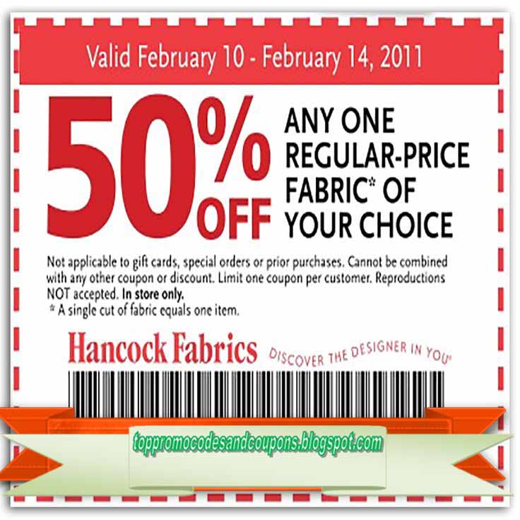 Free Promo Codes and Coupons 2023 Hancock Fabrics Coupons