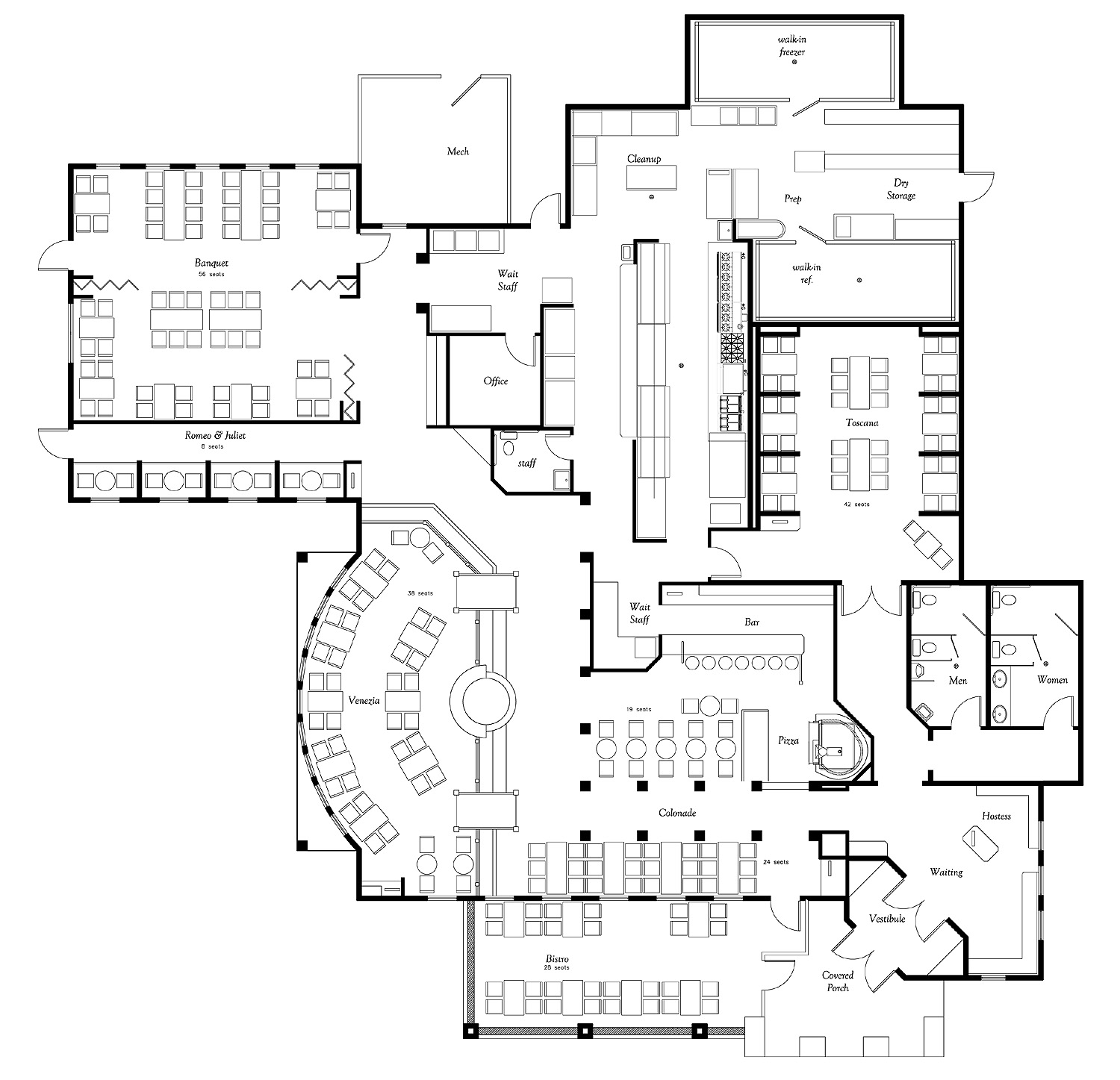 Restaurants Plan Layouts.