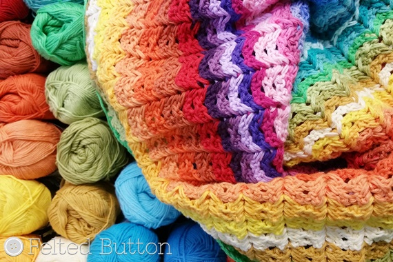 Herringbone Blanket Crochet Pattern by Susan Carlson of Felted Button using Scheepjes Cotton 8 Yarn