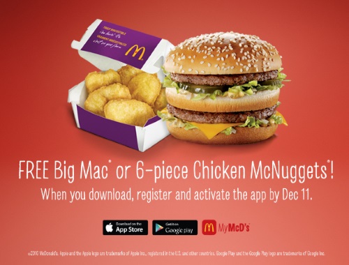 McDonald’s App Free Big Mac or McNuggets Coupon