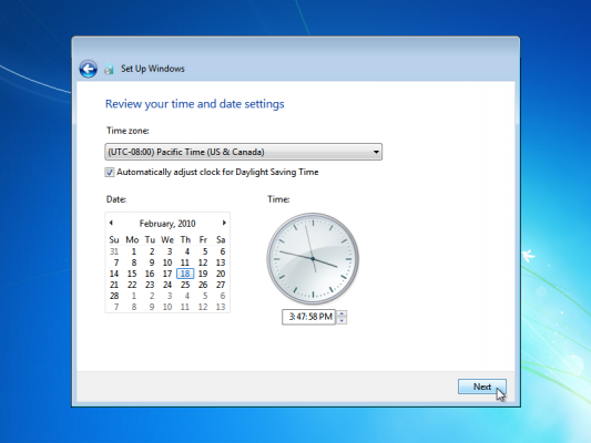 Windows 7 Ultimate time and date settings