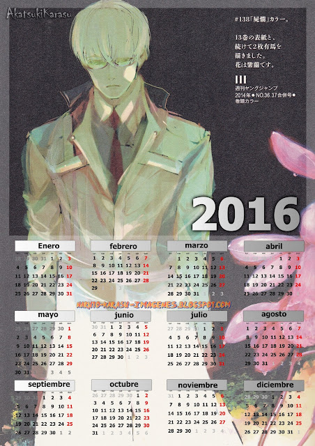 calendario 2016 tokyo ghoul