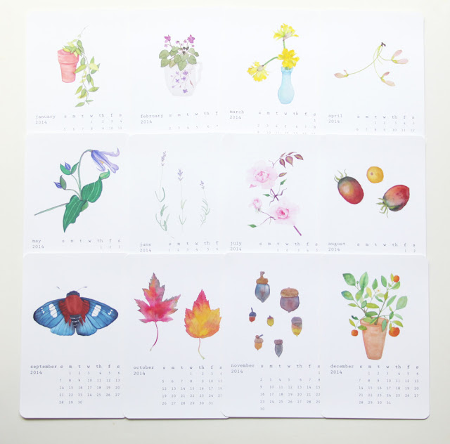 art print calendar, watercolor calendar, Anne Butera, 2014 calendar, My Giant Strawberry