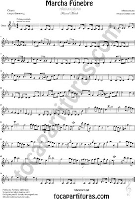 Marcha Fúnebre de Chopin Partitura de Oboe Sheet Music Oboe Funeral March