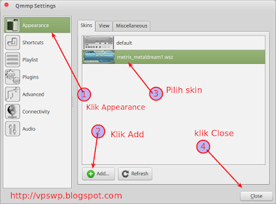 Jendela QMMP Settings - Pengaturan QMMP Music Player like winamp in Linux