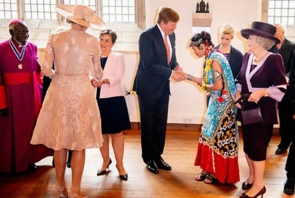 Queen Maxima wore NATAN Dress from Spring Summer 2017. Erol Önderoǧlu, Paride Taban, Emmanuel de Merode, Urmila Chaudhary. Princess Beatrix