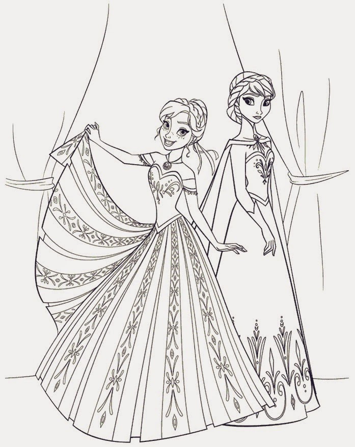 Gambar Mewarnai Anna dan Elsa Frozen ~ Gambar Mewarnai Lucu