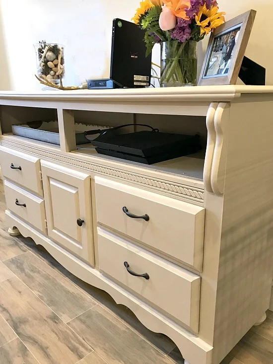 old dresser turned tv stand