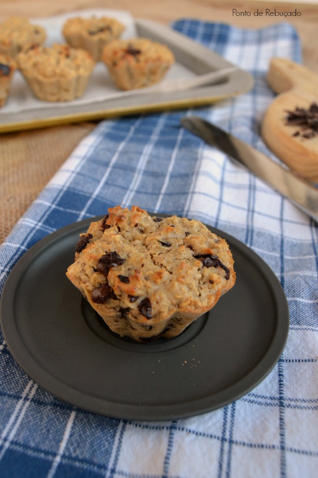 Ponto de Rebuçado Receitas Muffins de aveia e manteiga de amendoim com chocolate