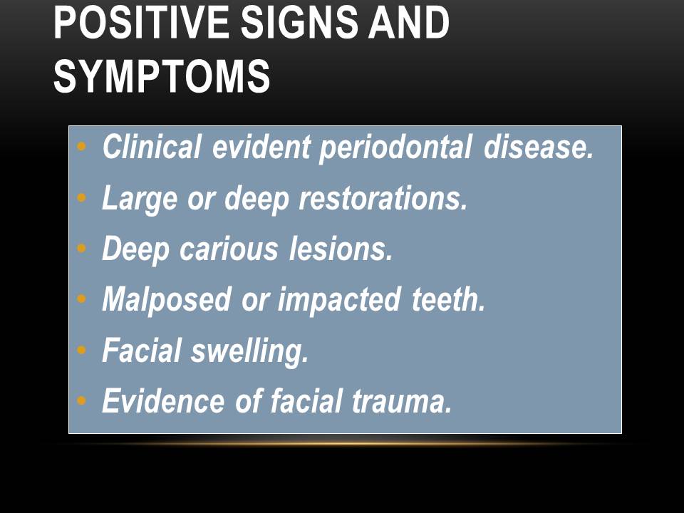 Dentistry Radiographic Image Selection Criteria