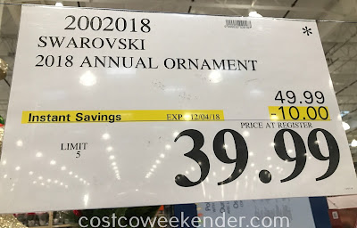 Costco 2002018 - Swarovski 2018 Annual Ornament: great to add to your collection of holiday ornaments