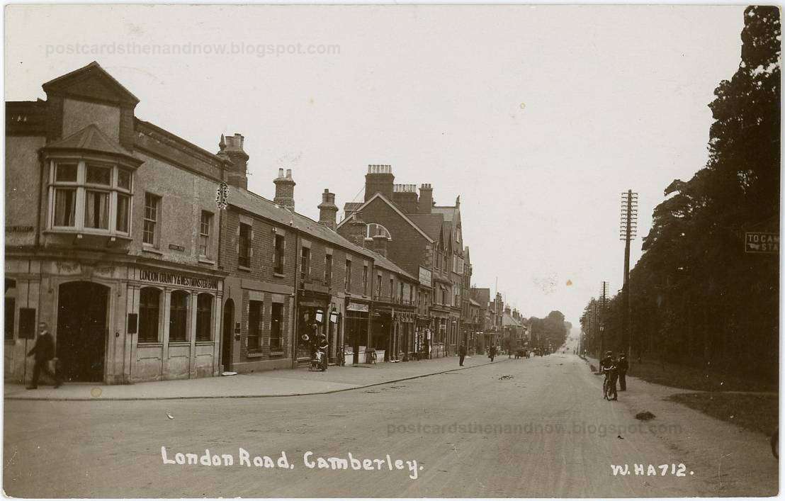 Postcards Then and Now Camberley, Surrey, London Road c1912