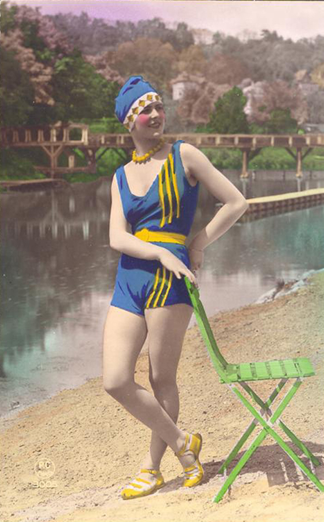 Flapper Fashion 49 Incredible Colorized Postcards of Cool Girls in Swimsuits during the 1920s