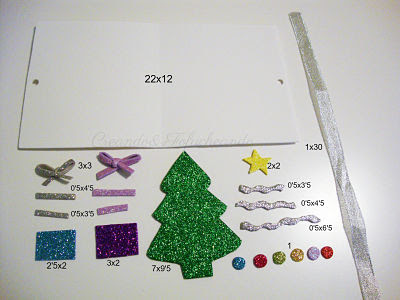 medidas y piezas arbol de navidad para tarjeta navideña en goma eva