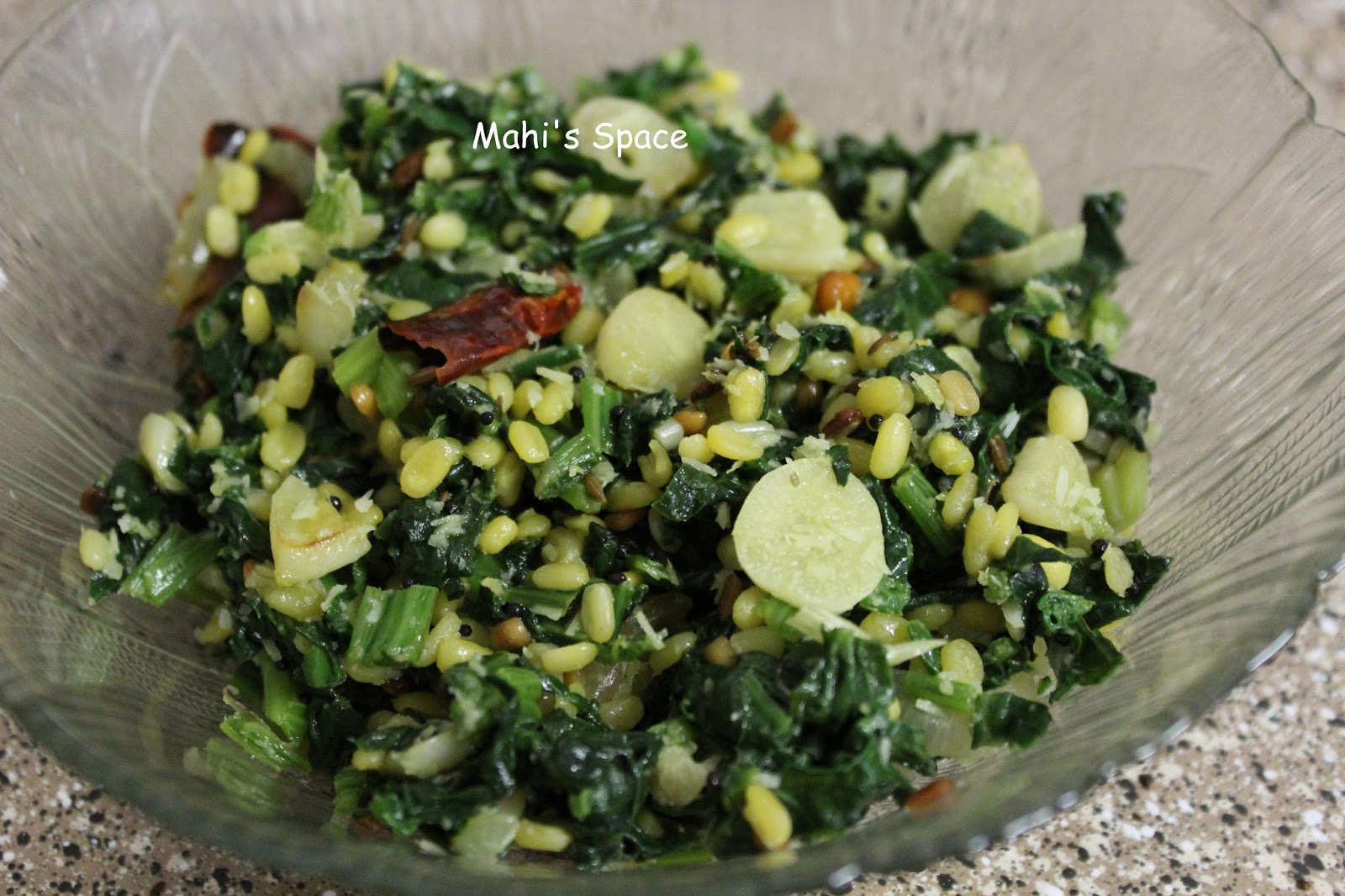 SpinachGarlicMoong dal Stirfry Mahi's Kitchen