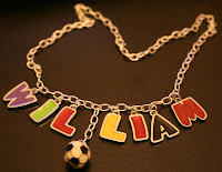 Name necklace: sterling silver, enamel charms :: All the Pretty Things