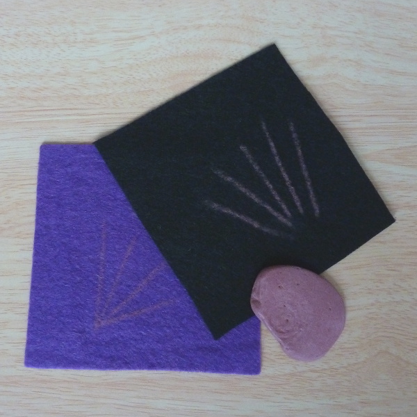 Purple and black felt with Tailor's chalk