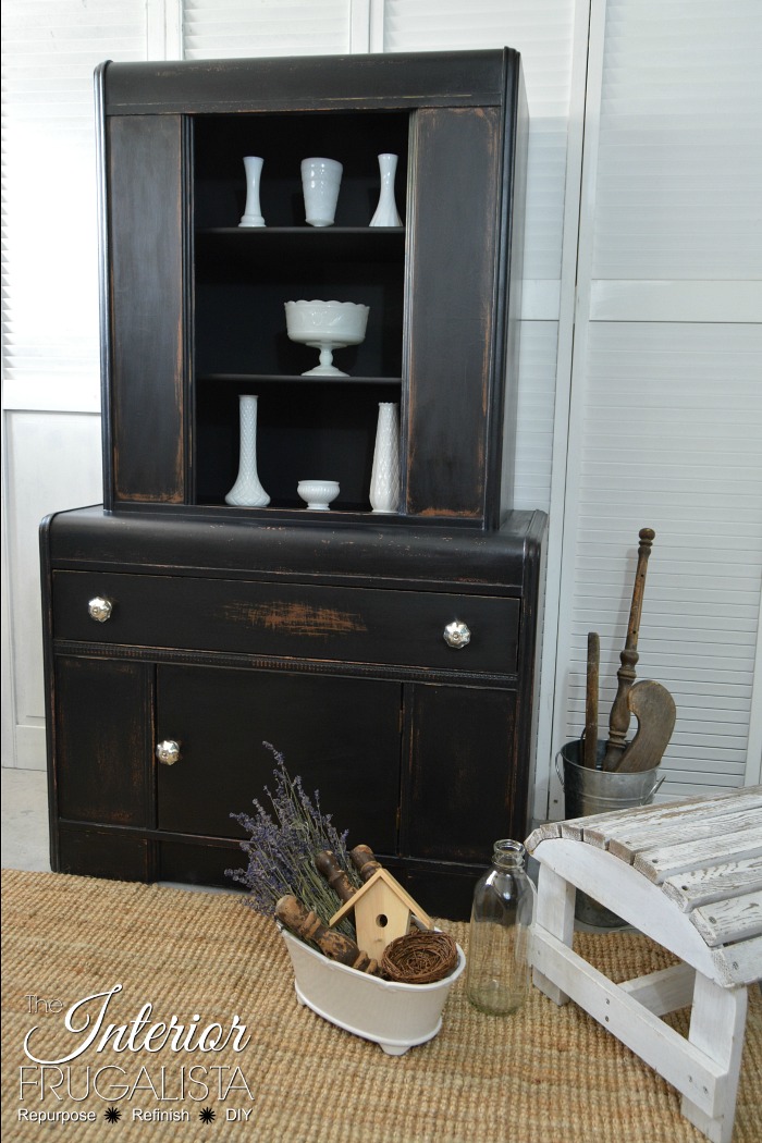Black Painted Waterfall Hutch Makeover