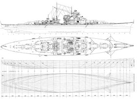 WW2 Battle of the Atlantic - Famous Battleships - DKM Bismarck Blueprint and Specifications