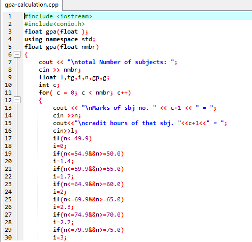 GPA and CGPA Calculator using C++ | How to Program | Online Blogger ...
