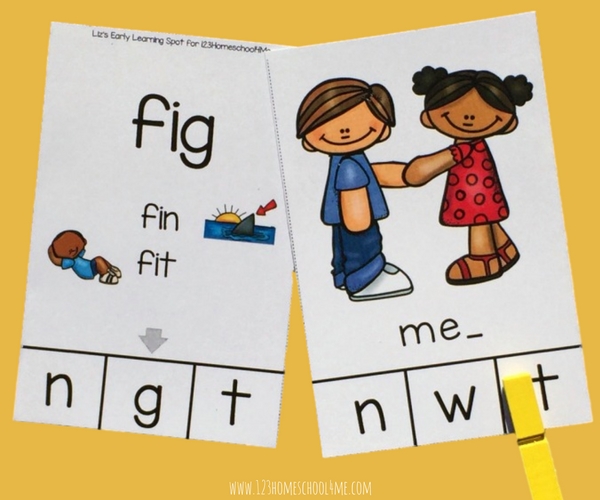 FREE CVC Words Final Sounds Clip Cards