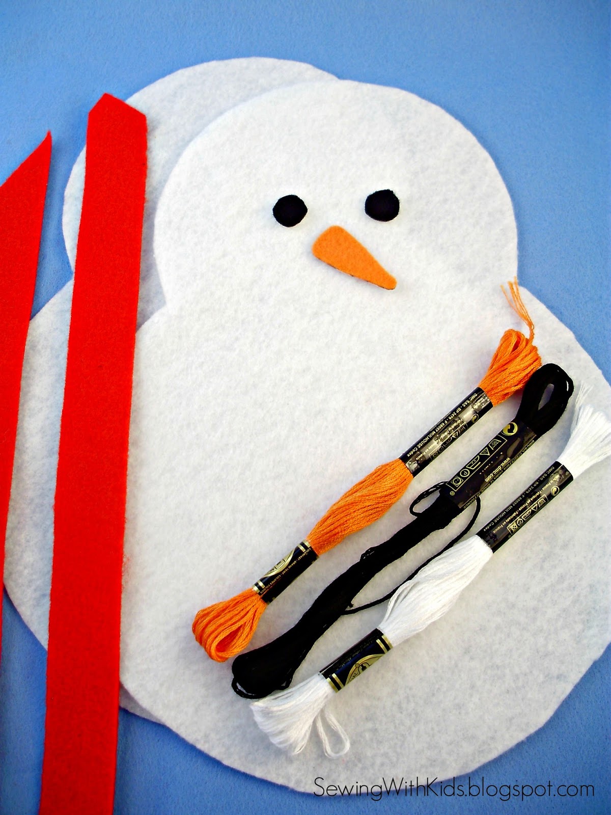 Sewing with Kids How to Sew an Easy, Felt Snowman Softie