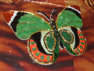 yeşil mozaik kelebek