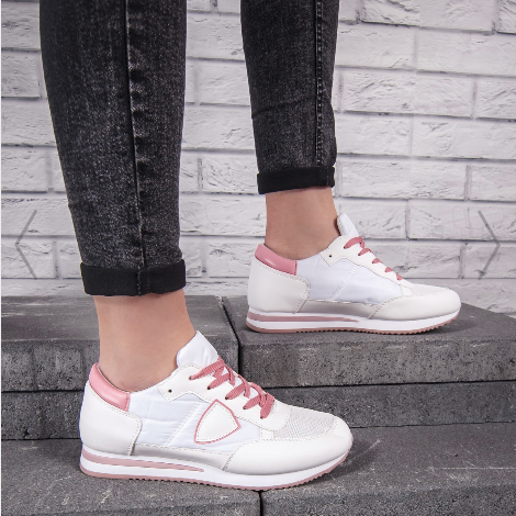 Pantofi sport dama albi cu roz la reducere cu doar 49 de lei