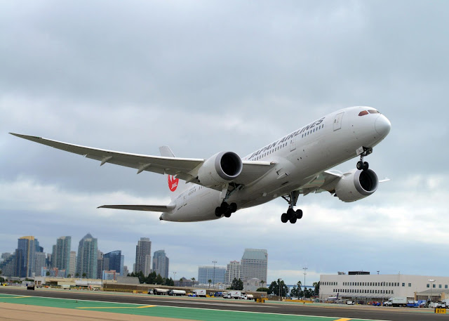 JAL inaugural flight from San Diego to Tokyo Narita took off