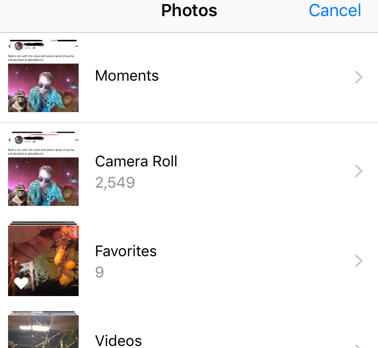 camera roll pictures out