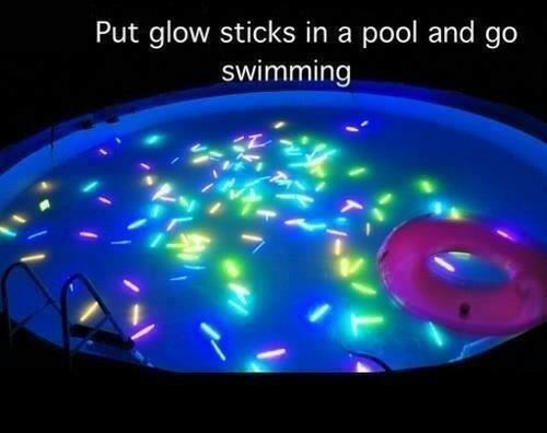 glow stick in swimming pool