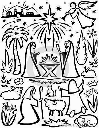 Dibujo de Pesebre para colorear ~ Dibujos Cristianos Para Colorear