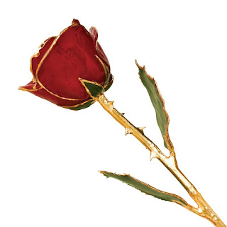 24K gold dipped and red enamel genuine rose from Howard's Jewelry 