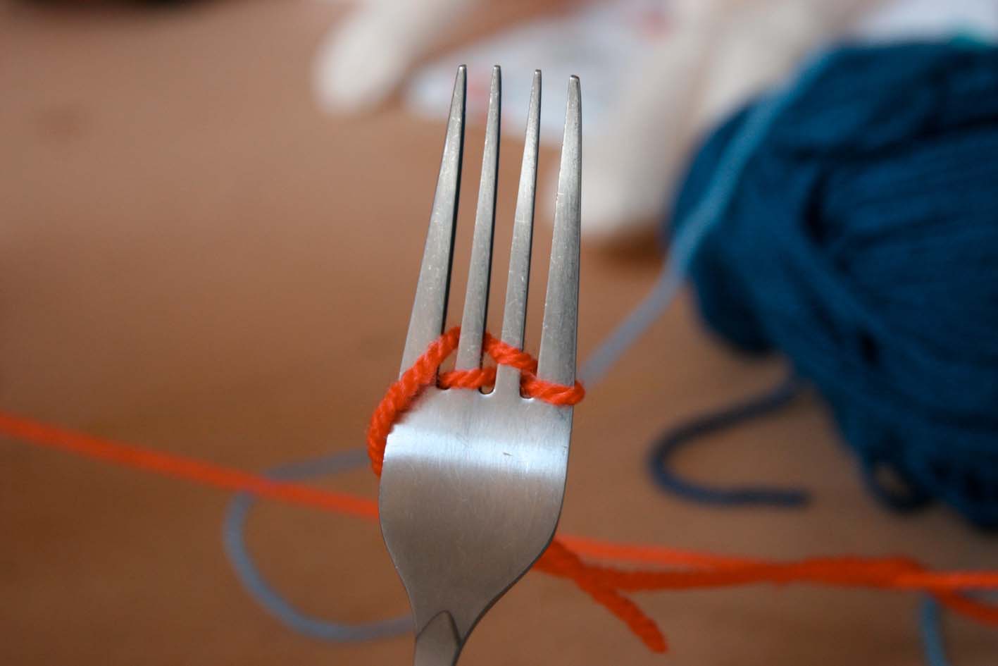 Make Do Sew Wool flowers made with a fork...