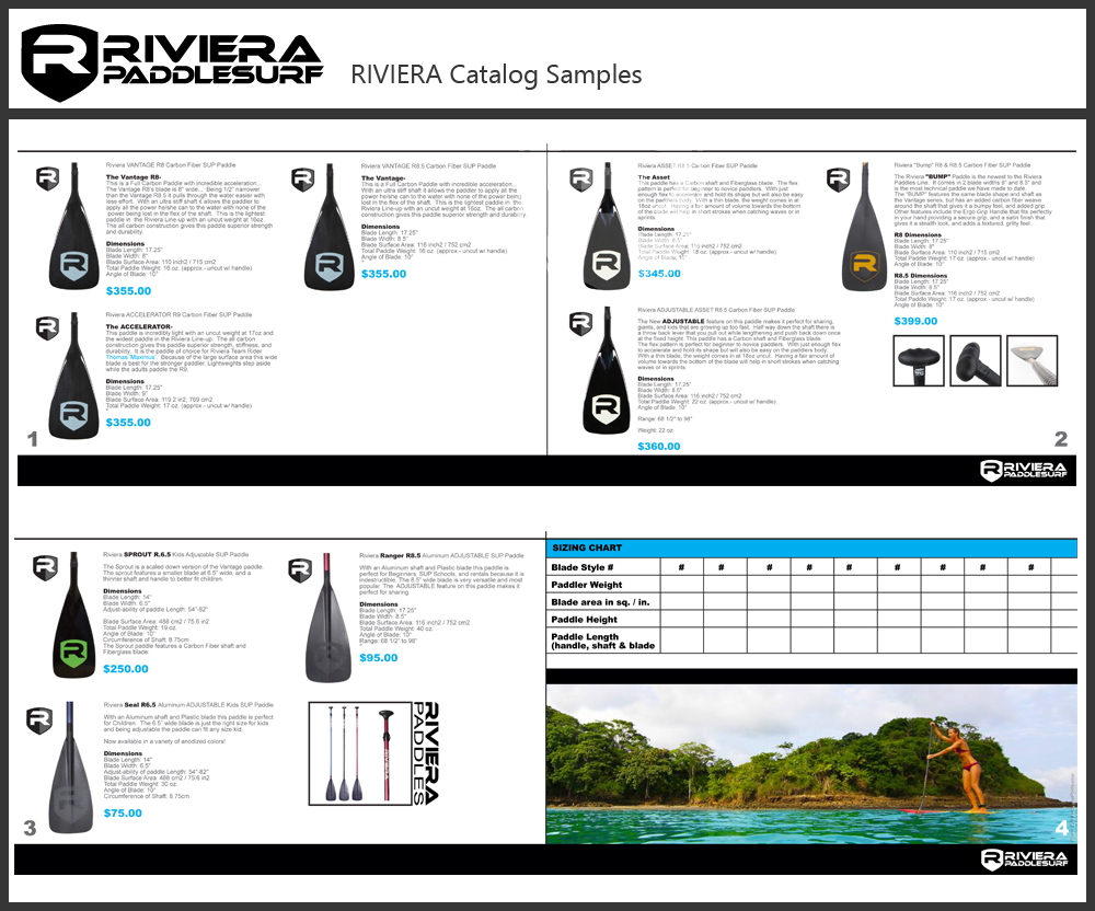Designed By Caldwell Catalog Samples for RIVIERA PaddleSurf
