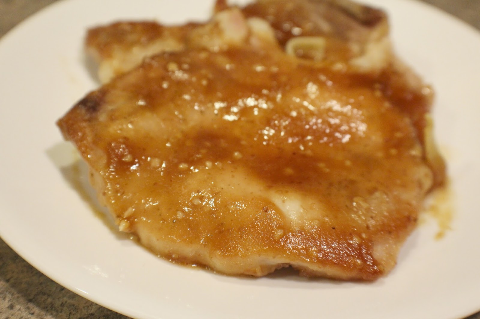 Snappily Ever After Applesauce Glazed Pork Chops